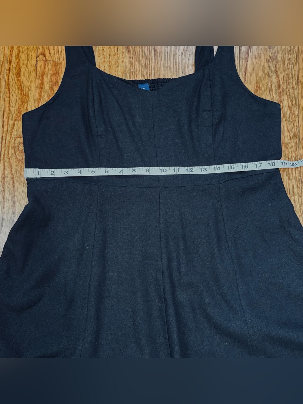 Old Navy Boho Fit Flare Sleeveless Black Linen Blend Smocked Back Midi Dress XL - Picture 14 of 16